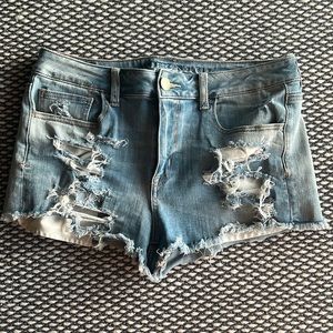 American Eagle hi-rose shortie distressed cutoff shorts